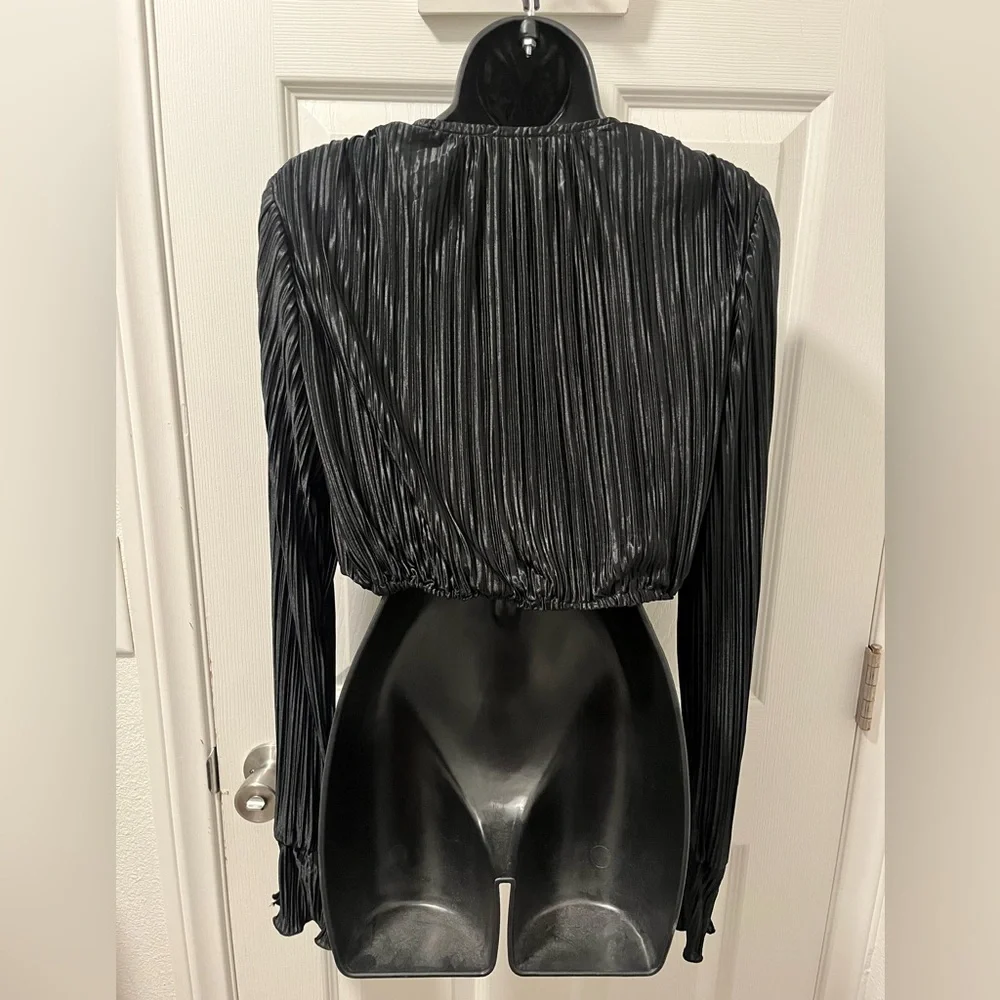 Showpo. Black Pleated Blouse